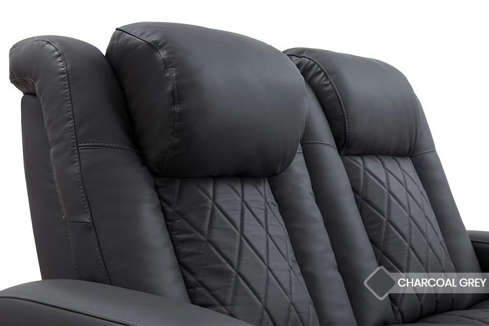 Valencia Tuscany Leather Home Theater Seating Single, Charcoal Grey