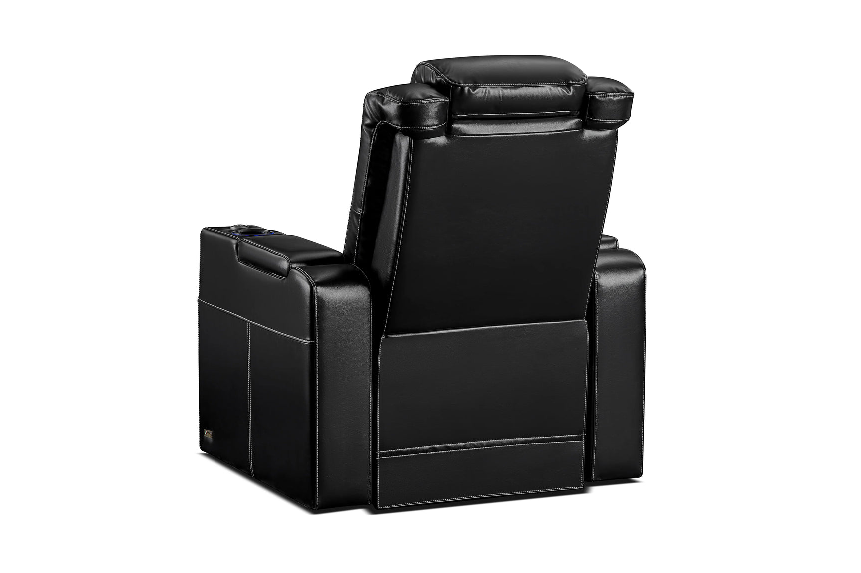 Valencia 2025 New Tuscany Executive Heat & Massage Leather Home Theater Seating Row of 4 Loveseat Center, Midnight Black