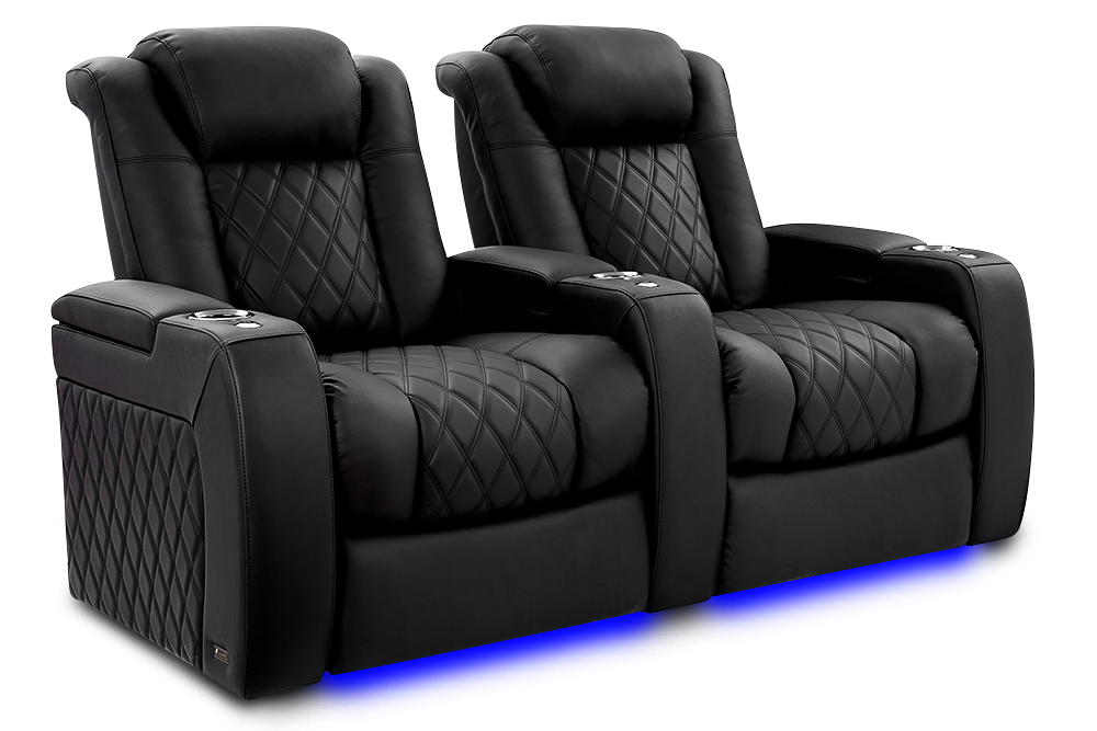 Valencia Tuscany XL Luxury Leather Home Theater Seating Row of 2, Onyx