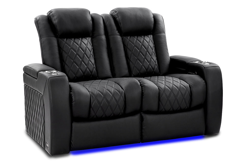 Valencia 2025 New Tuscany XL Luxury Leather Home Theater Seating Row of 2 Loveseat, Onyx