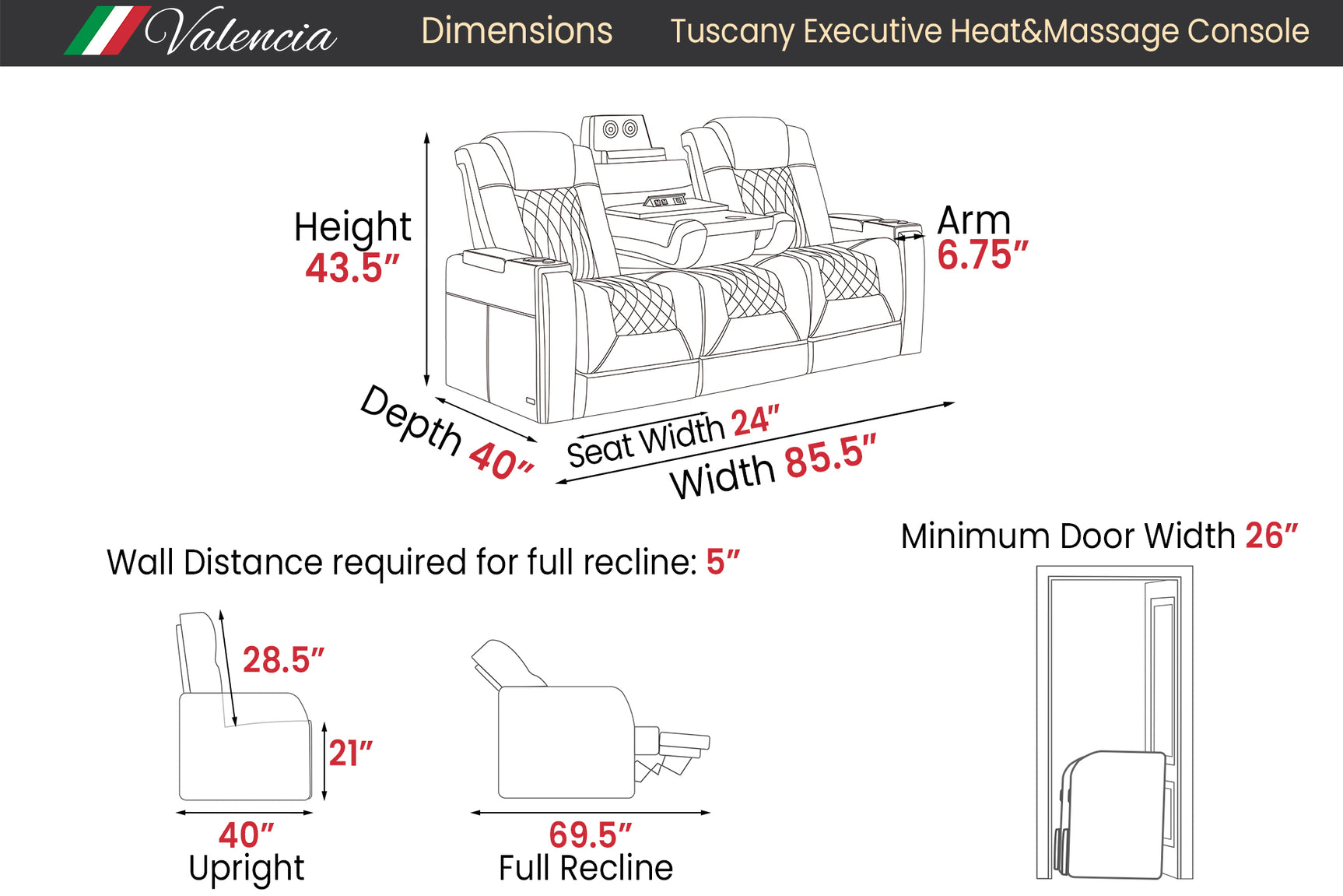 Tuscany Executive Console Heat & Massage