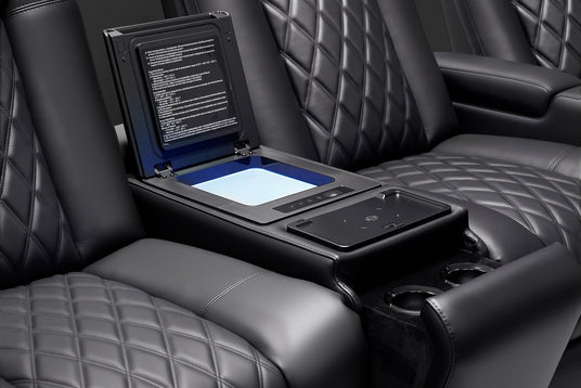 Tuscany Luxury refrigerated console with wireless charging and powered cupholder