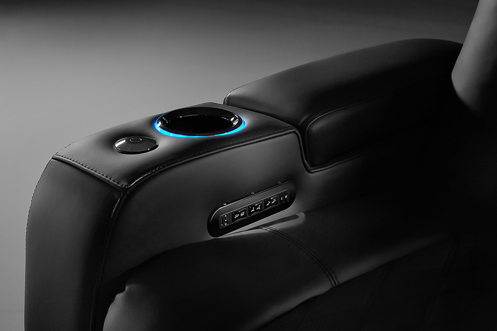 Valencia 2025 New Tuscany Luxury Leather Home Theater Seating Row of 4, Onyx