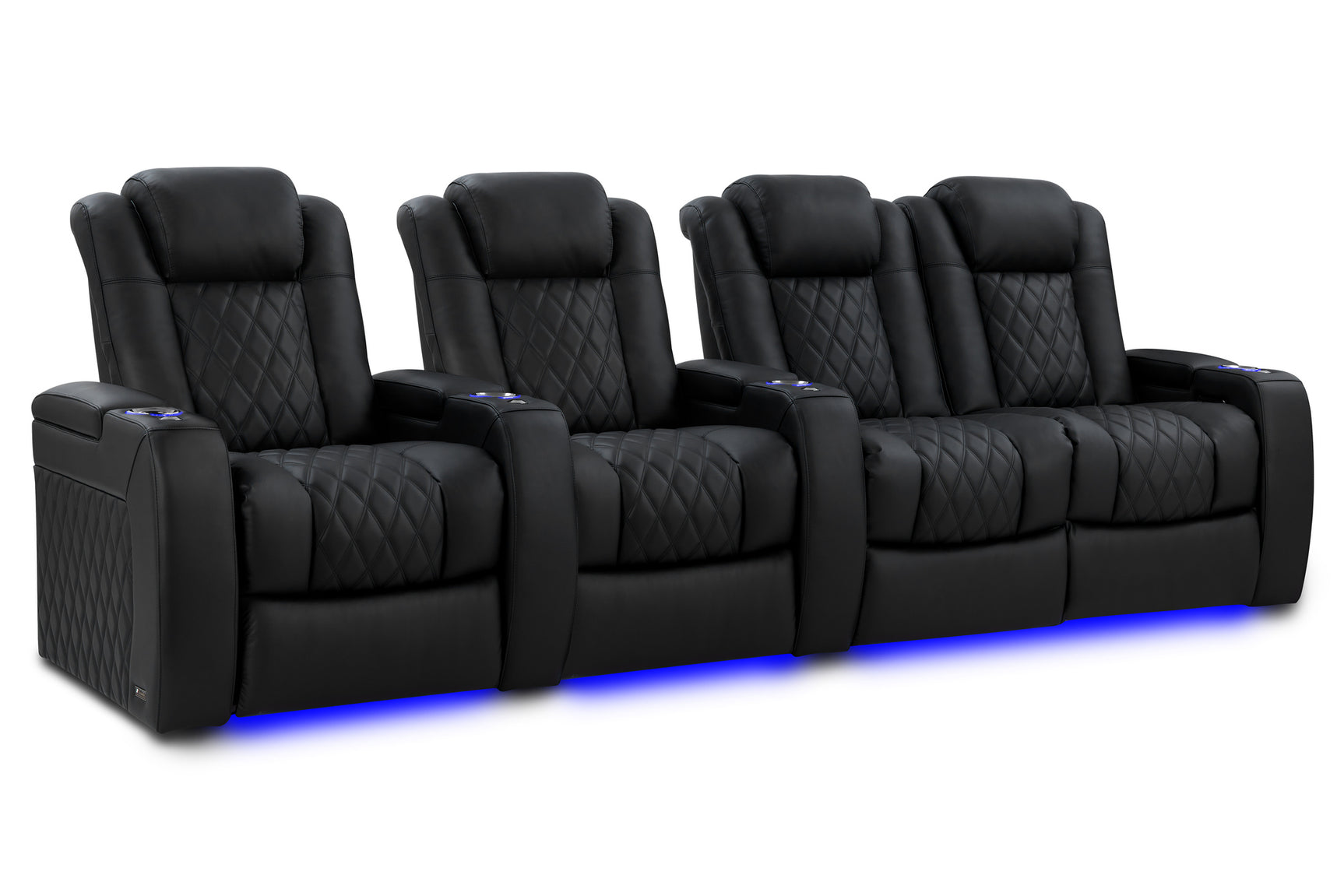 Valencia 2025 New Tuscany Luxury Leather Home Theater Seating Row of 4 Loveseat Right, Onyx