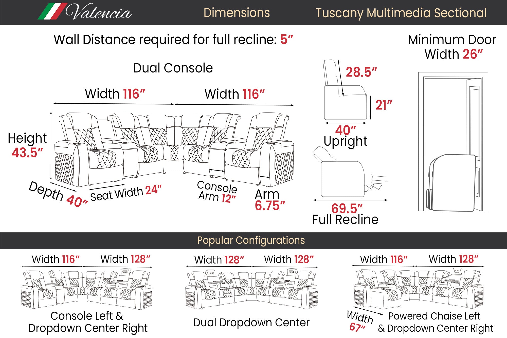 Tuscany Multimedia Sectional