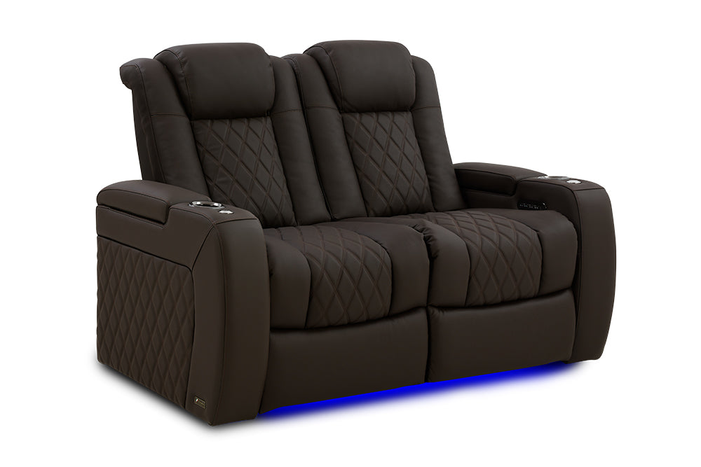 Valencia 2025 New Tuscany Ultimate Luxury Leather Home Theater Seating Row of 2 Loveseat, Dark Roast