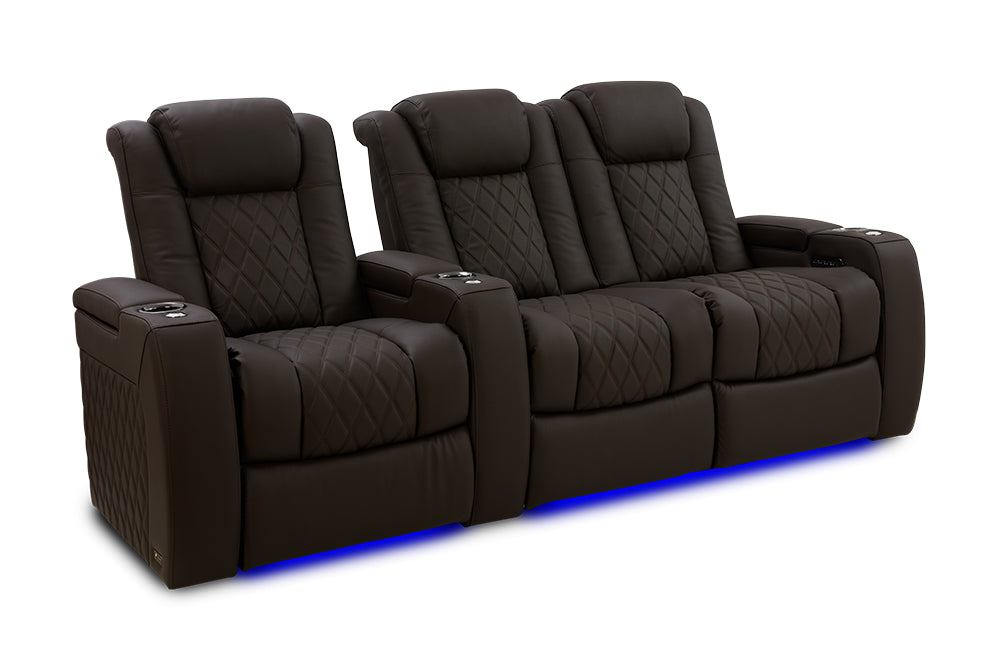 Valencia 2025 New Tuscany Ultimate Luxury Leather Home Theater Seating Row of 3 Loveseat Right, Dark Roast