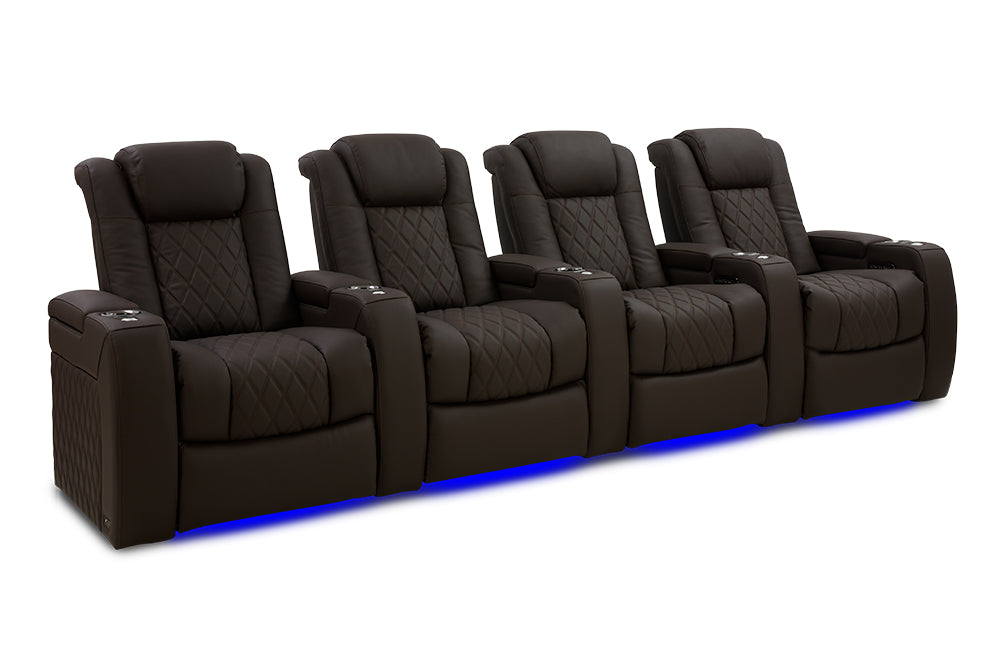 Valencia 2025 New Tuscany Ultimate Luxury Leather Home Theater Seating Row of 4, Dark Roast