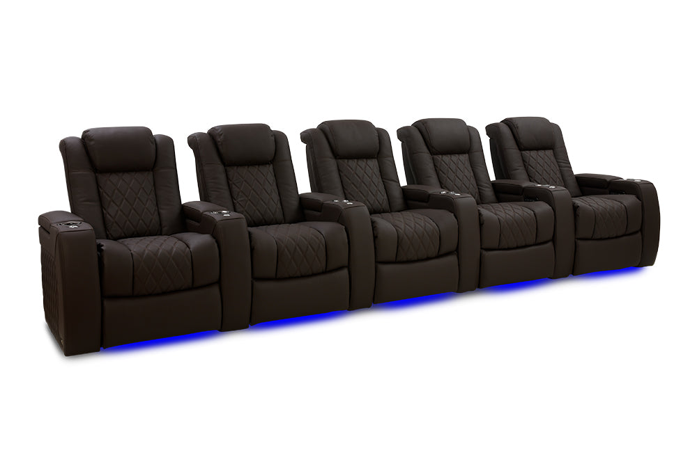 Valencia 2025 New Tuscany Ultimate Luxury Leather Home Theater Seating Row of 5, Dark Roast