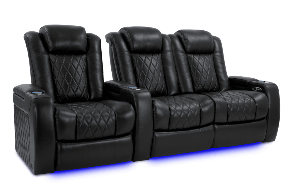 Valencia 2025 New Tuscany XL Leather Home Theater Seating Row of 3 Loveseat Right, Midnight Black