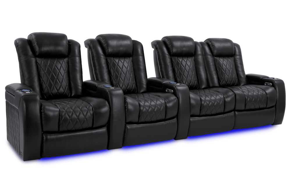 Valencia 2025 New Tuscany XL Leather Home Theater Seating Row of 4 Loveseat Right, Midnight Black