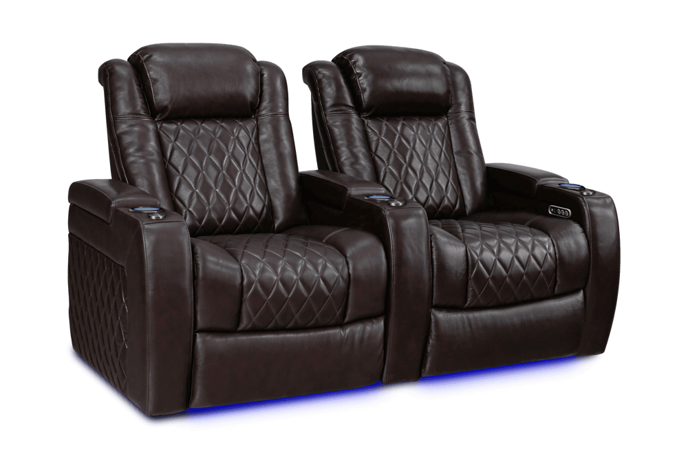Valencia 2025 New Tuscany XL Leather Home Theater Seating Row of 2, Dark Chocolate