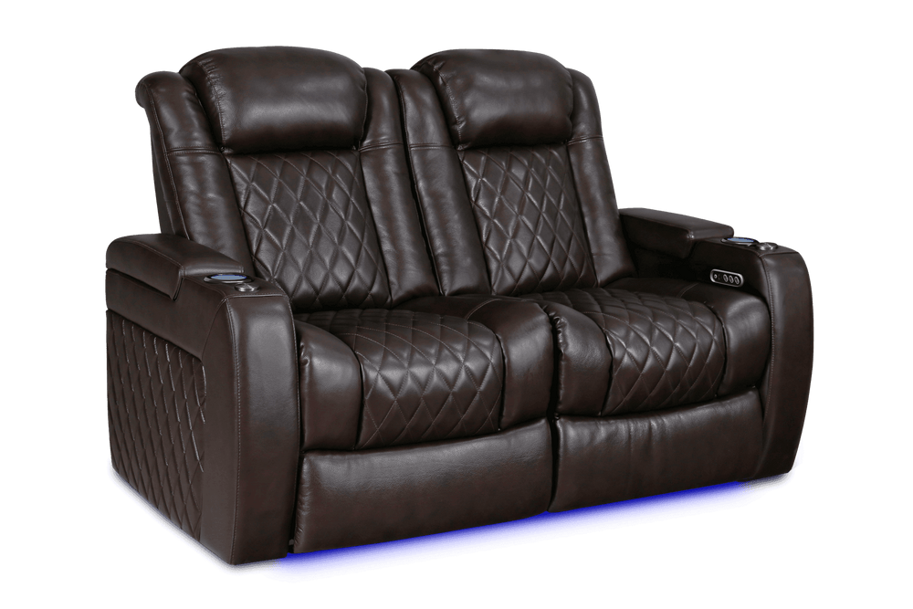 Valencia 2025 New Tuscany XL Leather Home Theater Seating Row of 2 Loveseat, Dark Chocolate