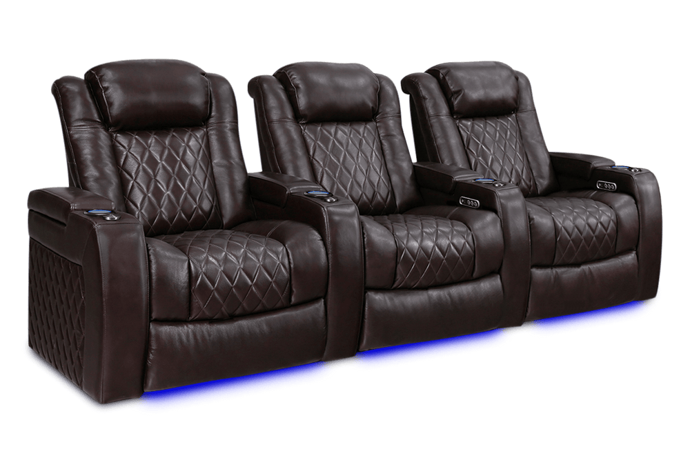 Valencia 2025 New Tuscany XL Leather Home Theater Seating Row of 3, Dark Chocolate