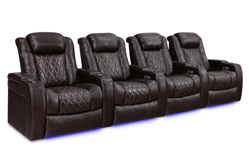 Valencia 2025 New Tuscany XL Leather Home Theater Seating Row of 4, Dark Chocolate