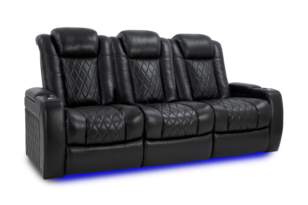 Valencia Tuscany XL Leather Home Theater Seating Heavy Duty Set of 3, Midnight Black