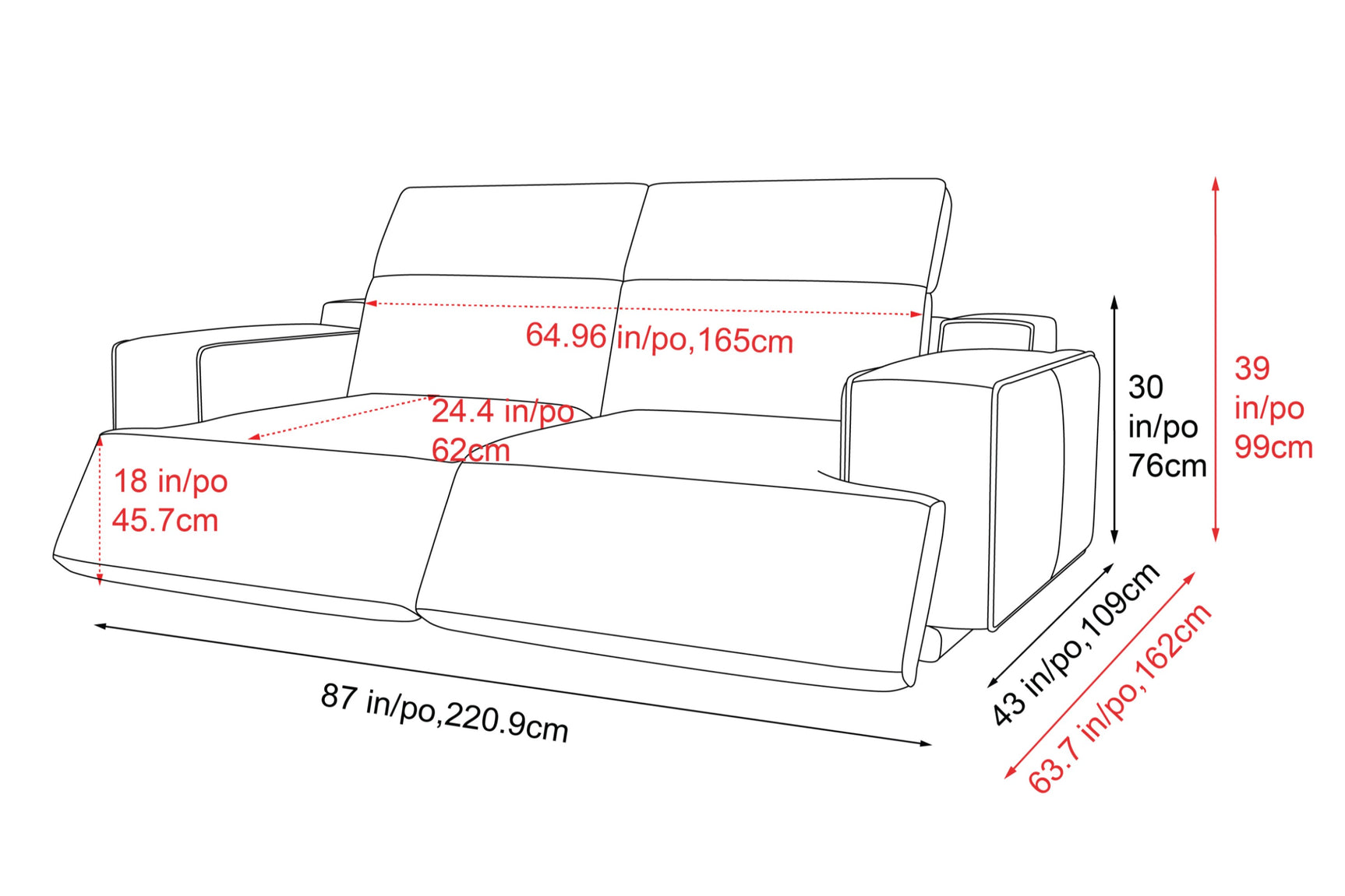Valencia Valentina Leather Loveseat Recliner Sofa, Light Grey