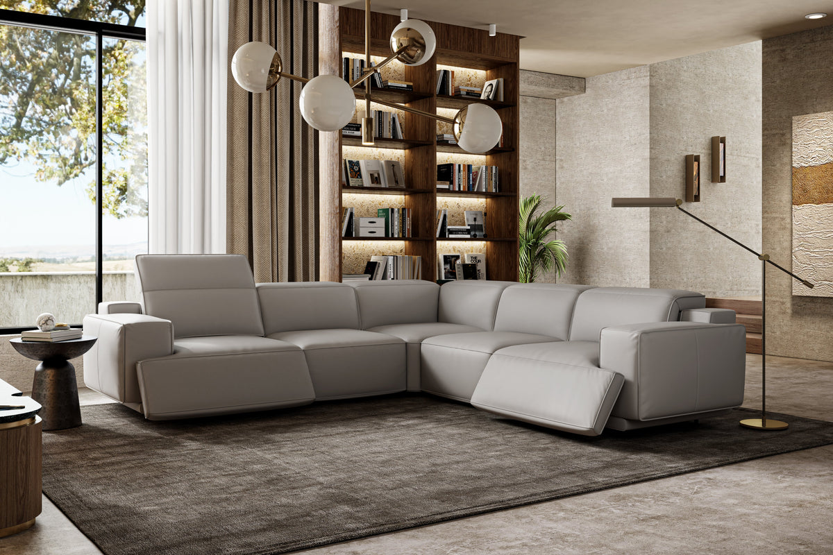 Leather Sectional Recliner L Shape Lounge 1R+3 Seater L Shape Sofa