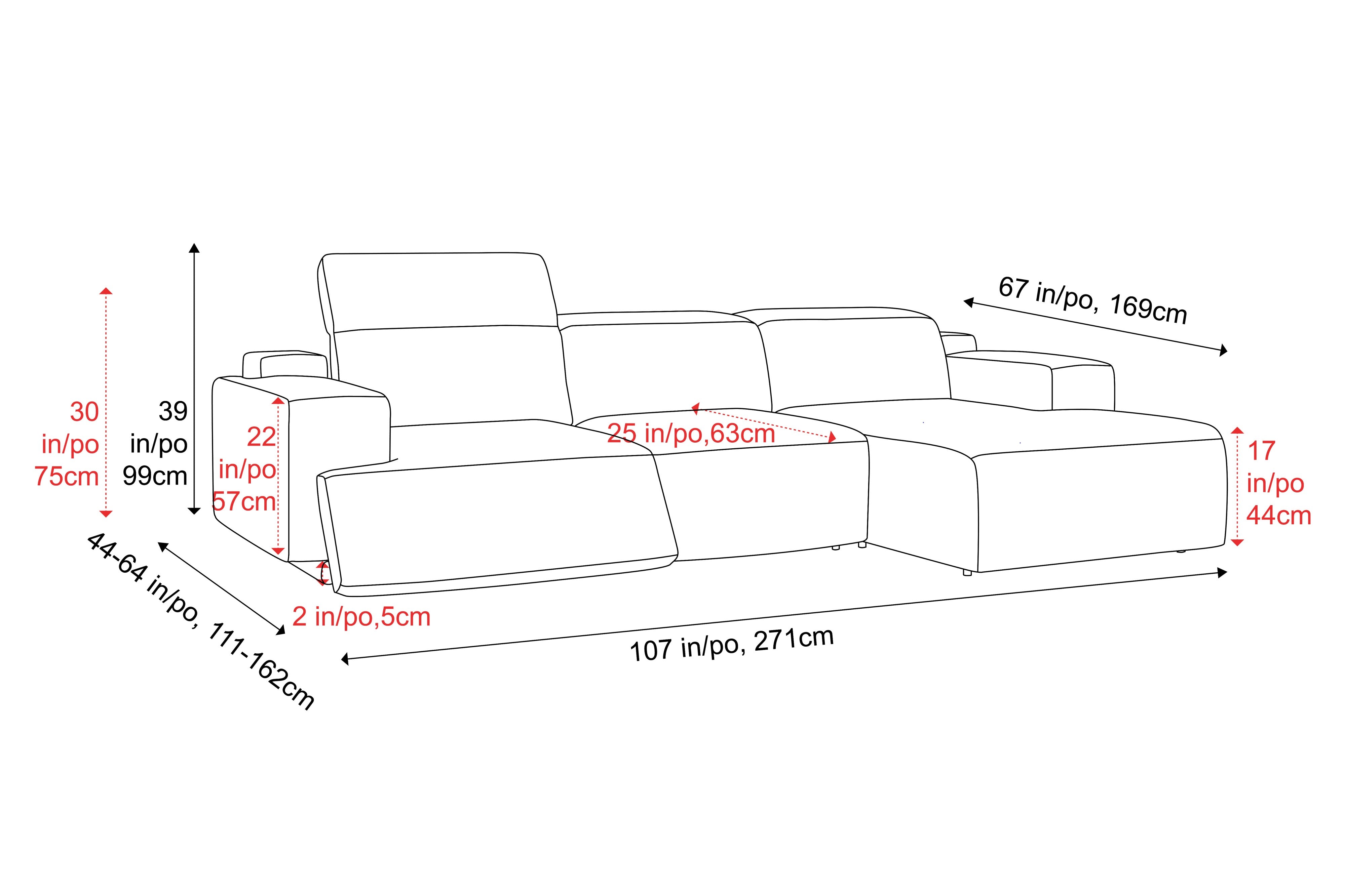 Valentina Leather Recliner Sectional Sofa