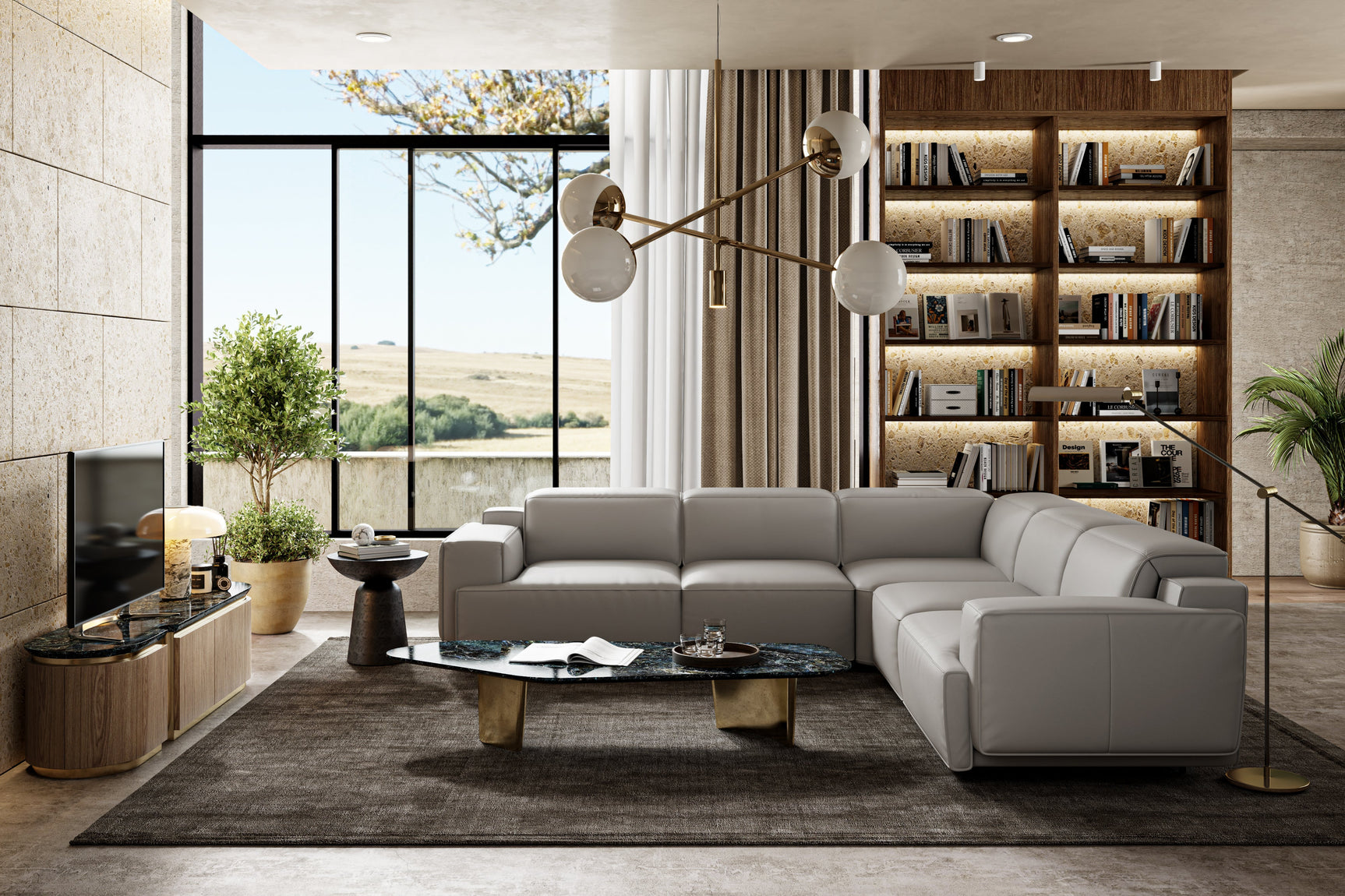 Valentina Leather Corner Recliner Sectional