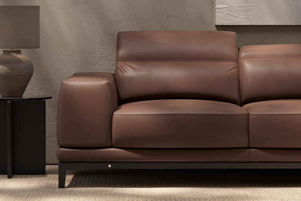 Valencia Valletta Top Grain Leather Sofa, L-Shape with Right Chaise, Dark Brown