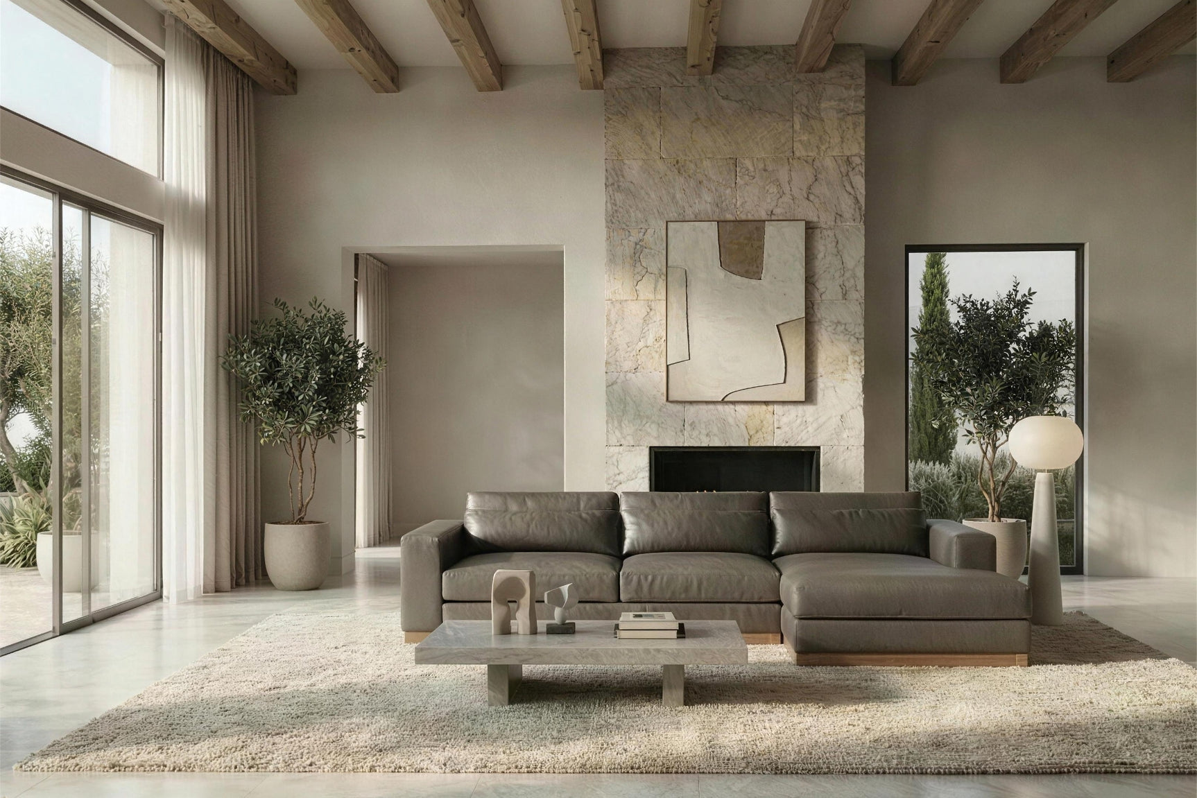 Vela Leather Sectional Sofa