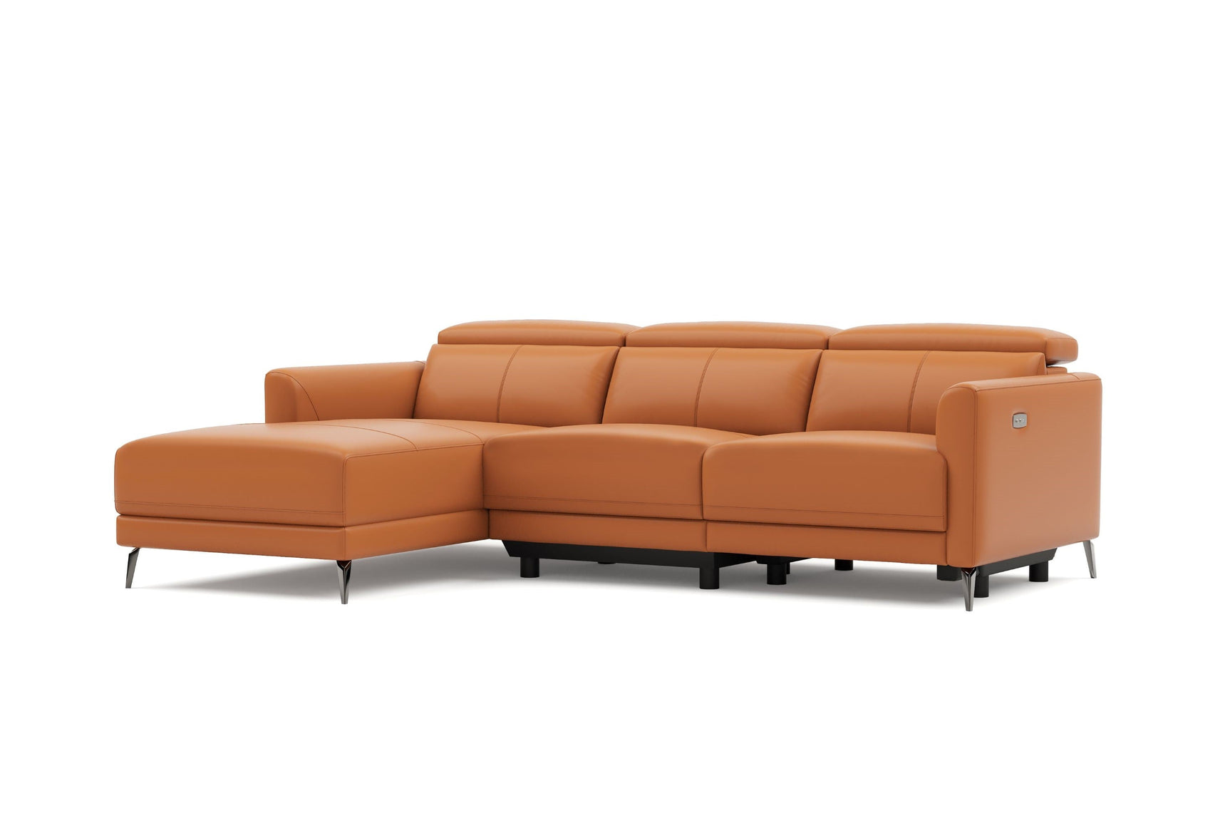 Valencia Andria Cognac Leather Reclining Sectional Sofa | Modern Luxury Left sid White background picture