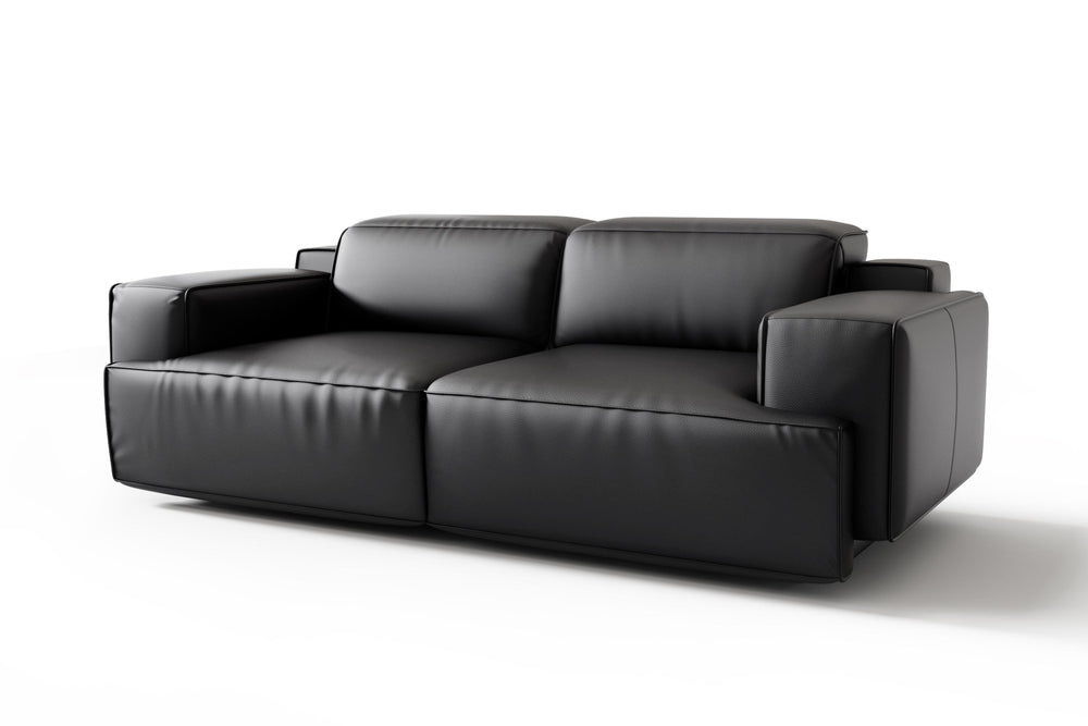 Valencia Valentina Leather Loveseat Recliner Sofa, Black