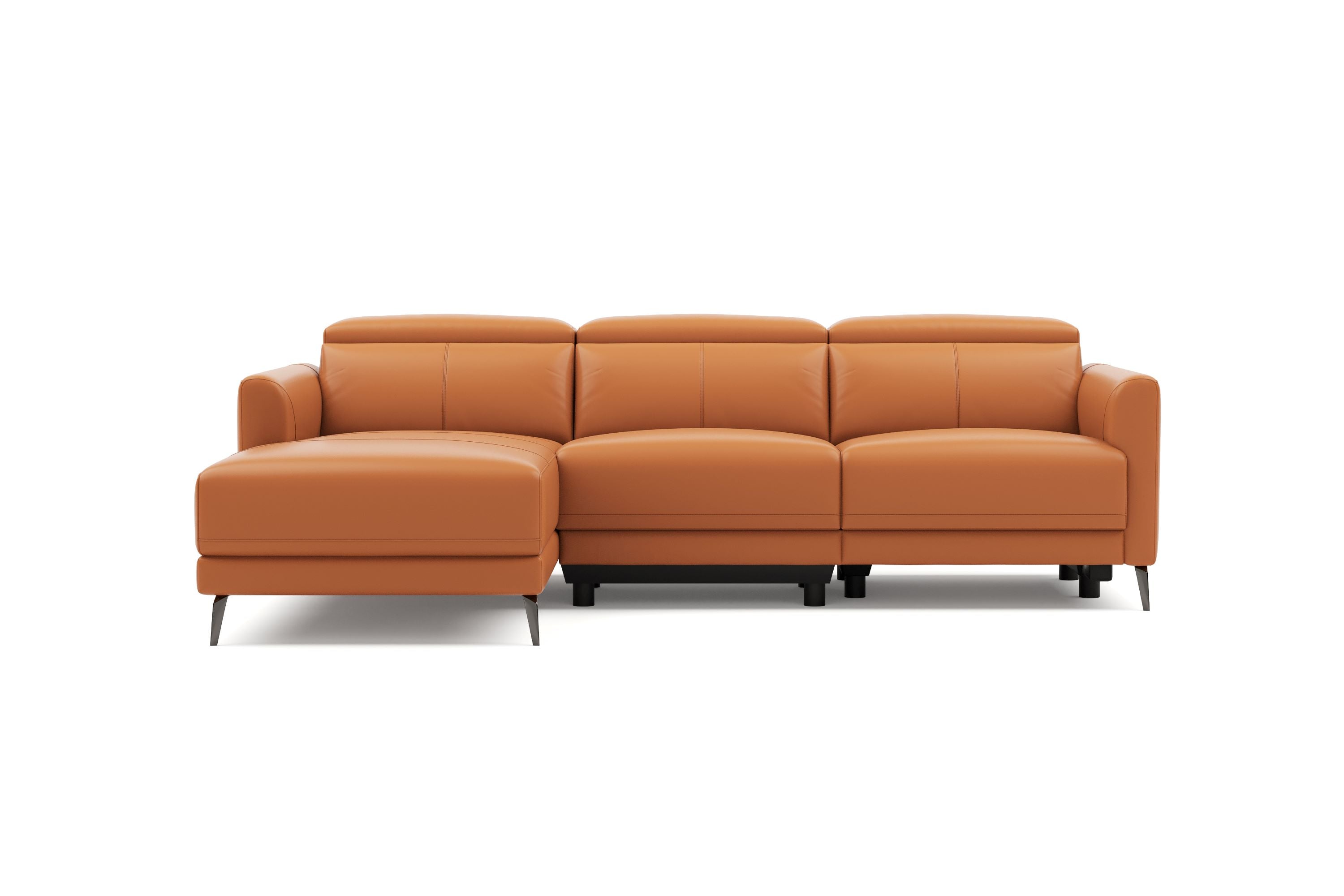 Valencia Andria Cognac Leather Reclining Sectional Sofa | Modern Luxury Front View White background picture
