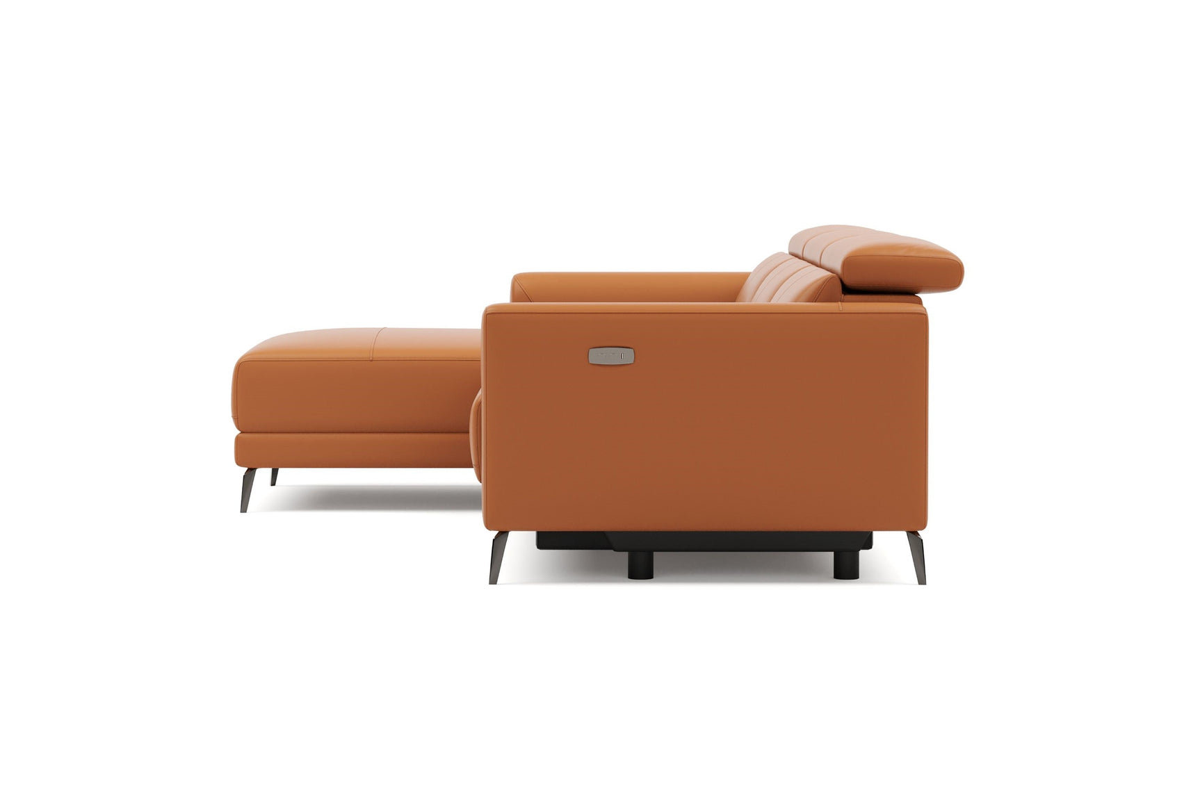 Valencia Andria Cognac Leather Reclining Sectional Sofa | Modern Luxury Left sid White background picture