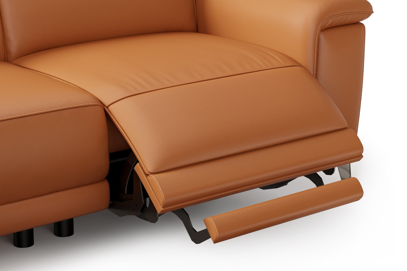 Valencia Pista Modern Top Grain Leather Reclining Sectional Sofa with Left-Hand Facing Chaise, Cognac Detailed drawing