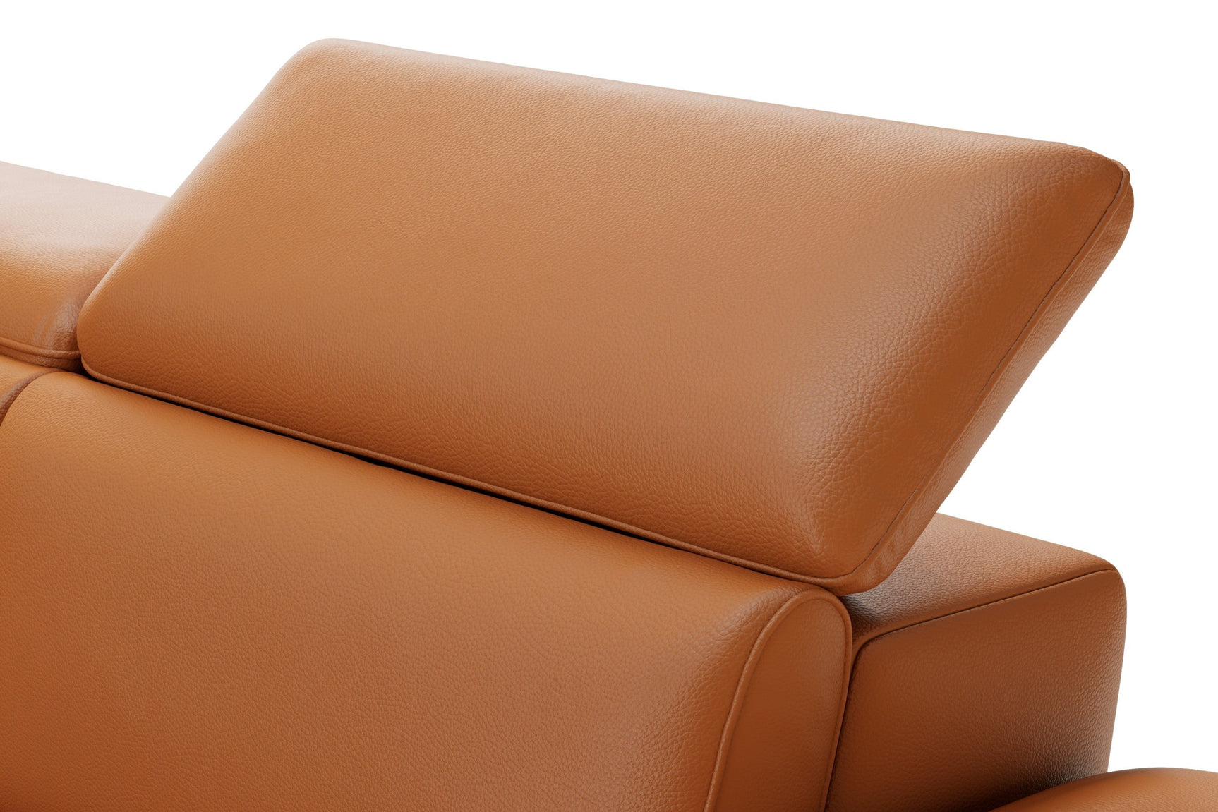 Valencia Pista Modern Top Grain Leather Reclining Sectional Sofa with Left-Hand Facing Chaise, Cognac Detailed drawing