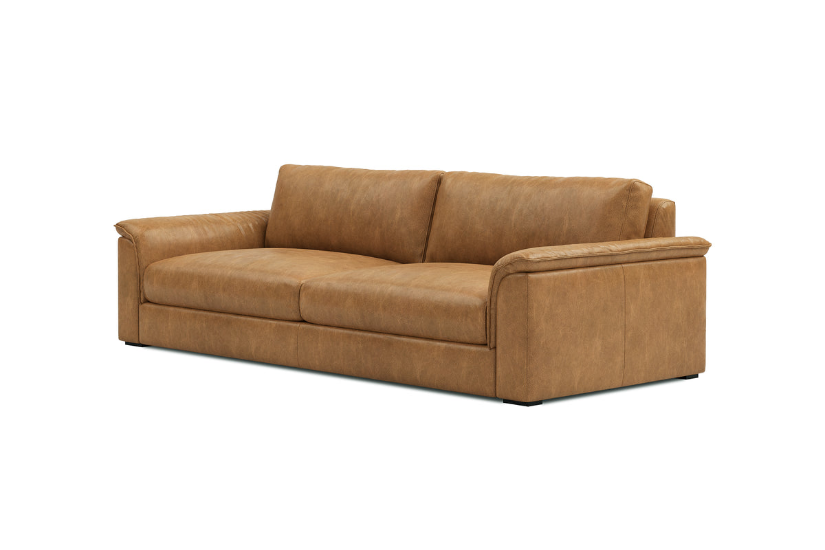 Valencia Zaira Leather Wide Sofa, Camel Brown