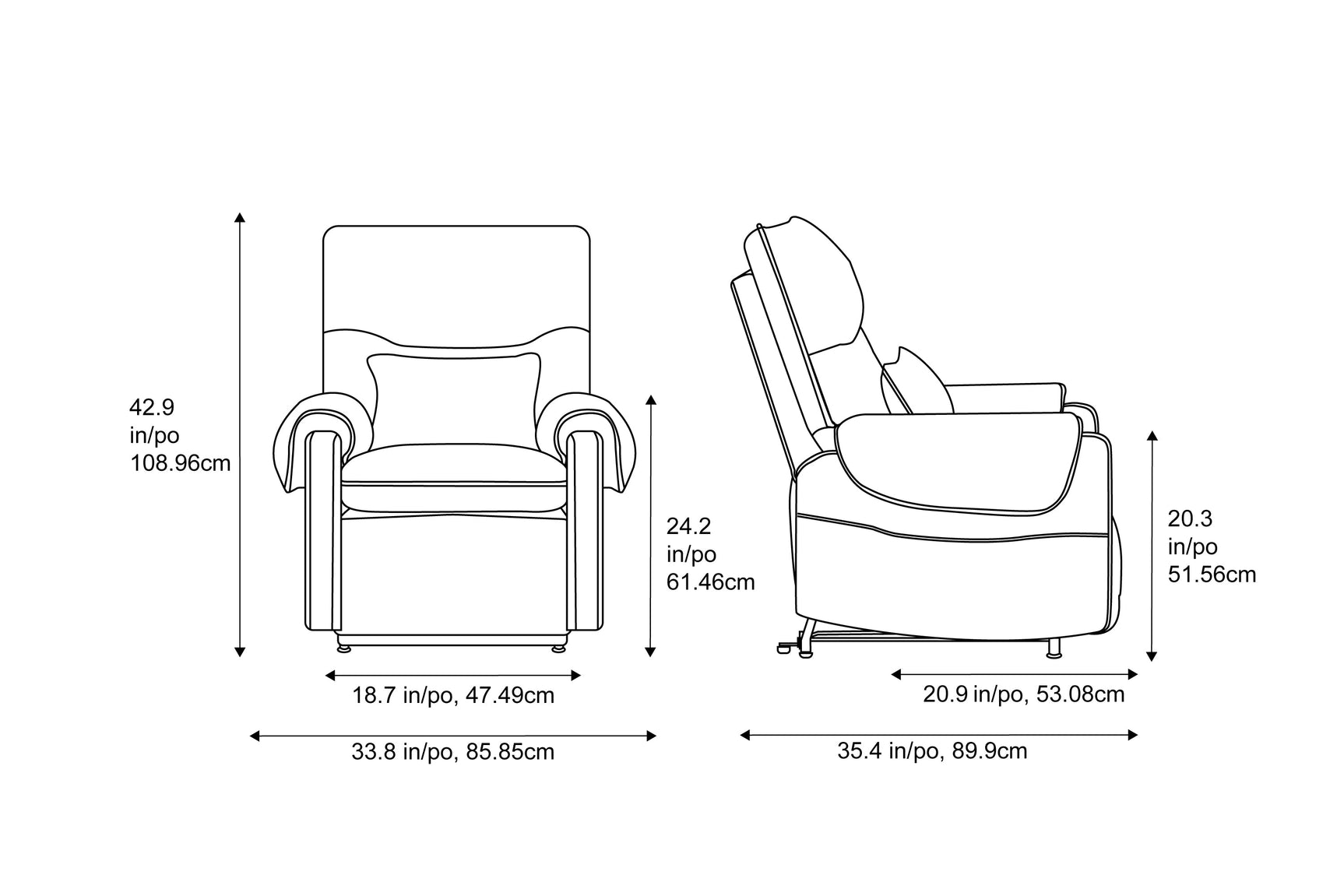 Xander Fabric Power Lift Recliner Chair with Heat & Massage