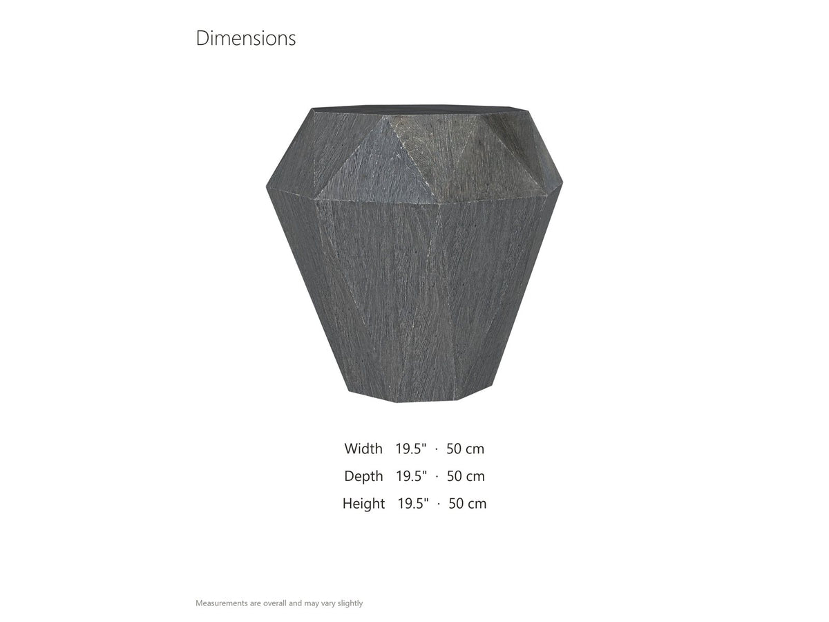 Accadia Grey Mango Faceted Octagon Side Table dimensions: 19.5 in wide, 19.5 in deep, 19.5 in high
