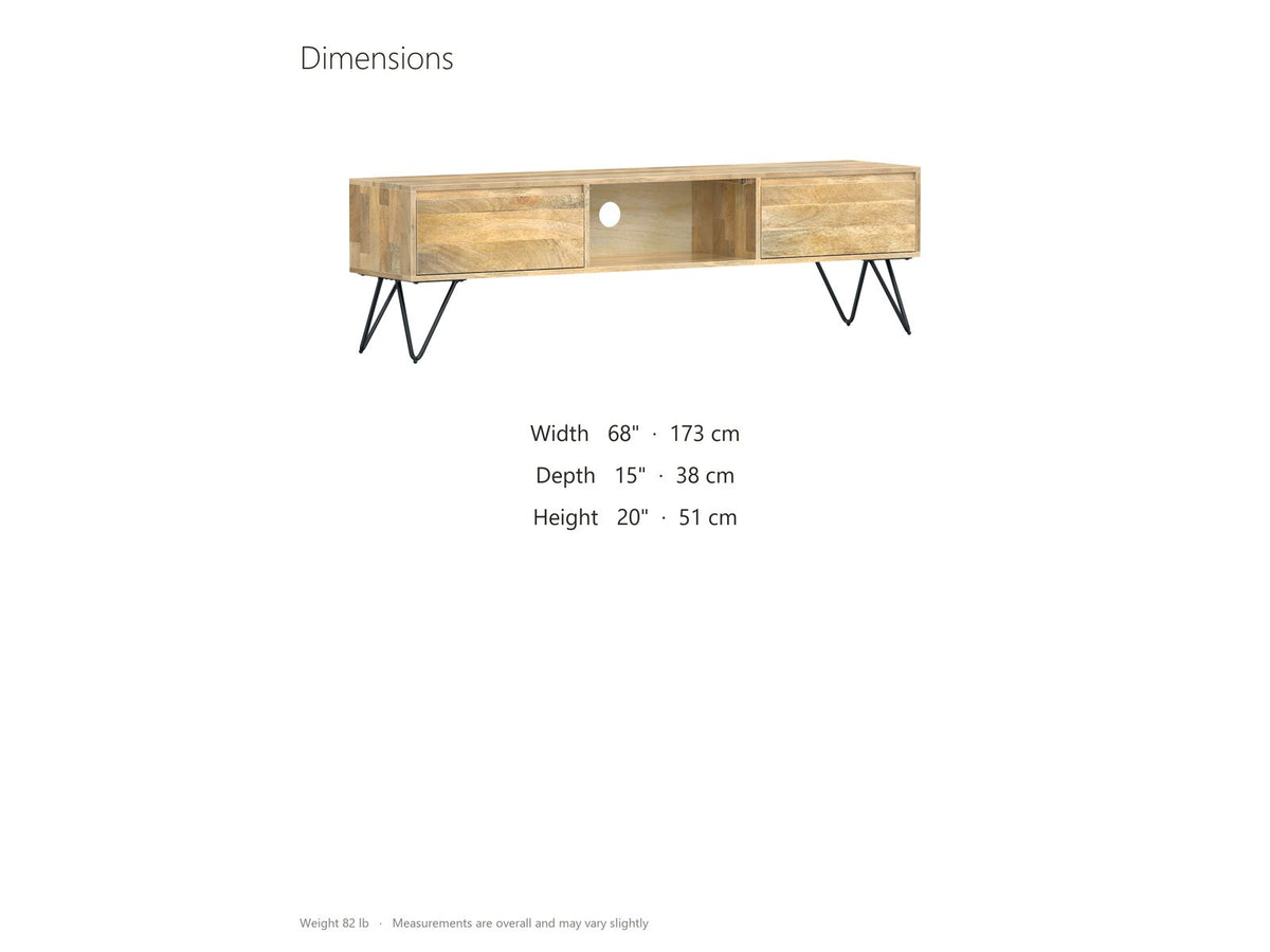 Alberobello Low Mango Media Console dimensions: 68.0 in wide, 15.0 in deep, 20.0 in high