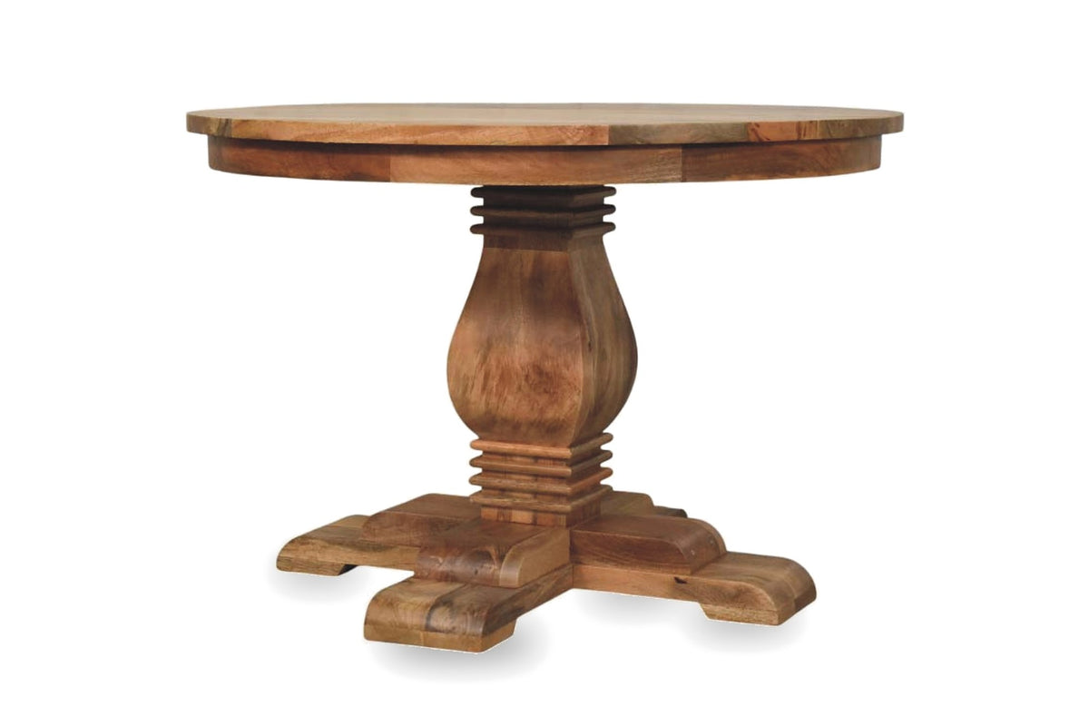 Albidona 43-Inch Round Solid Mango Pedestal Dining Table, side view