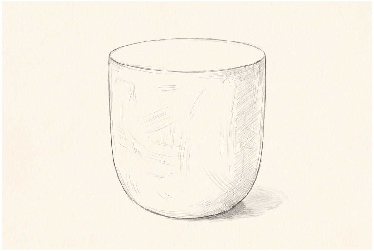 Pencil sketch of the Altavilla side table, drawn from the same three-quarter view