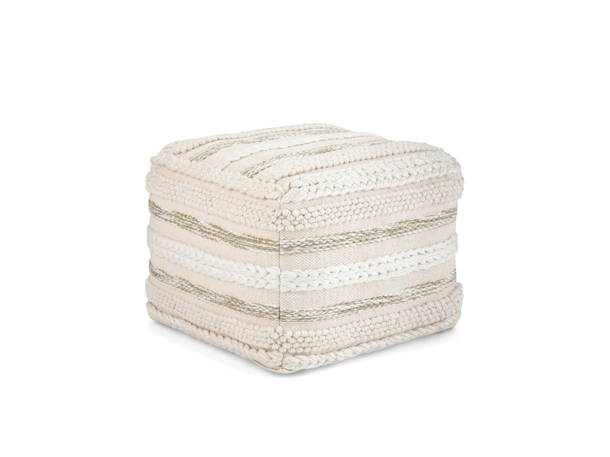 Apricale Natural Handloom Cotton Square Pouf photographed on white