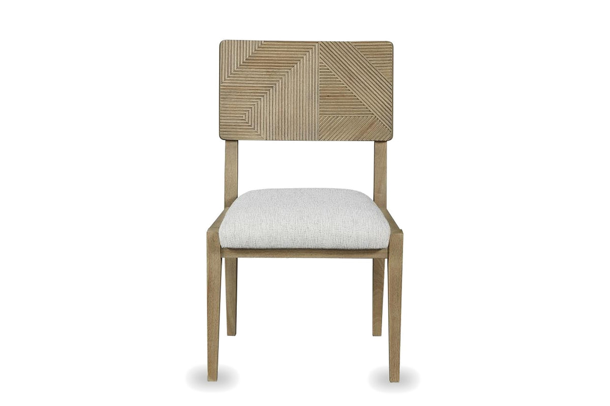Arena Carved Geometric Back Wood Dining Chair (Set of 2), front view