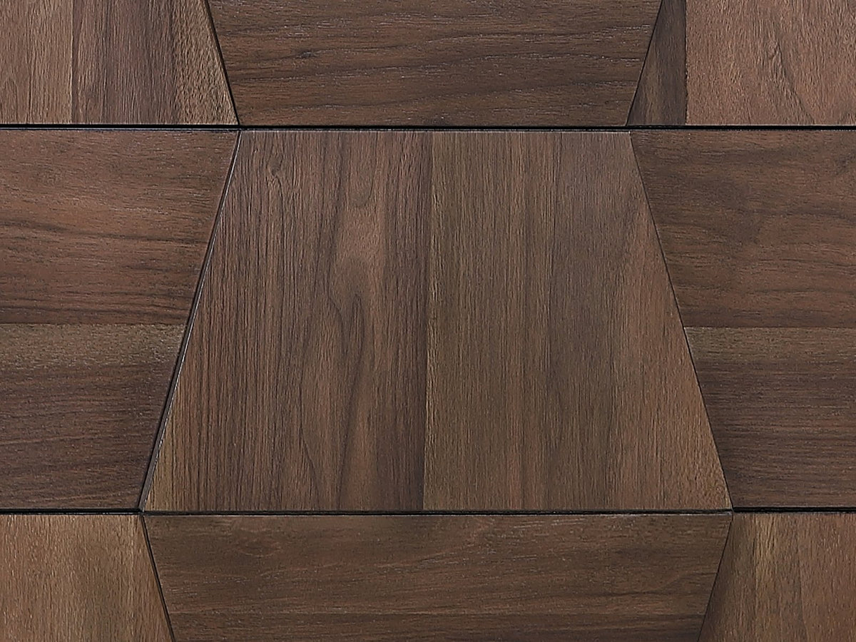Close-up of the Asolo 61-Inch Walnut and Black 6-Drawer Dresser: walnut_real