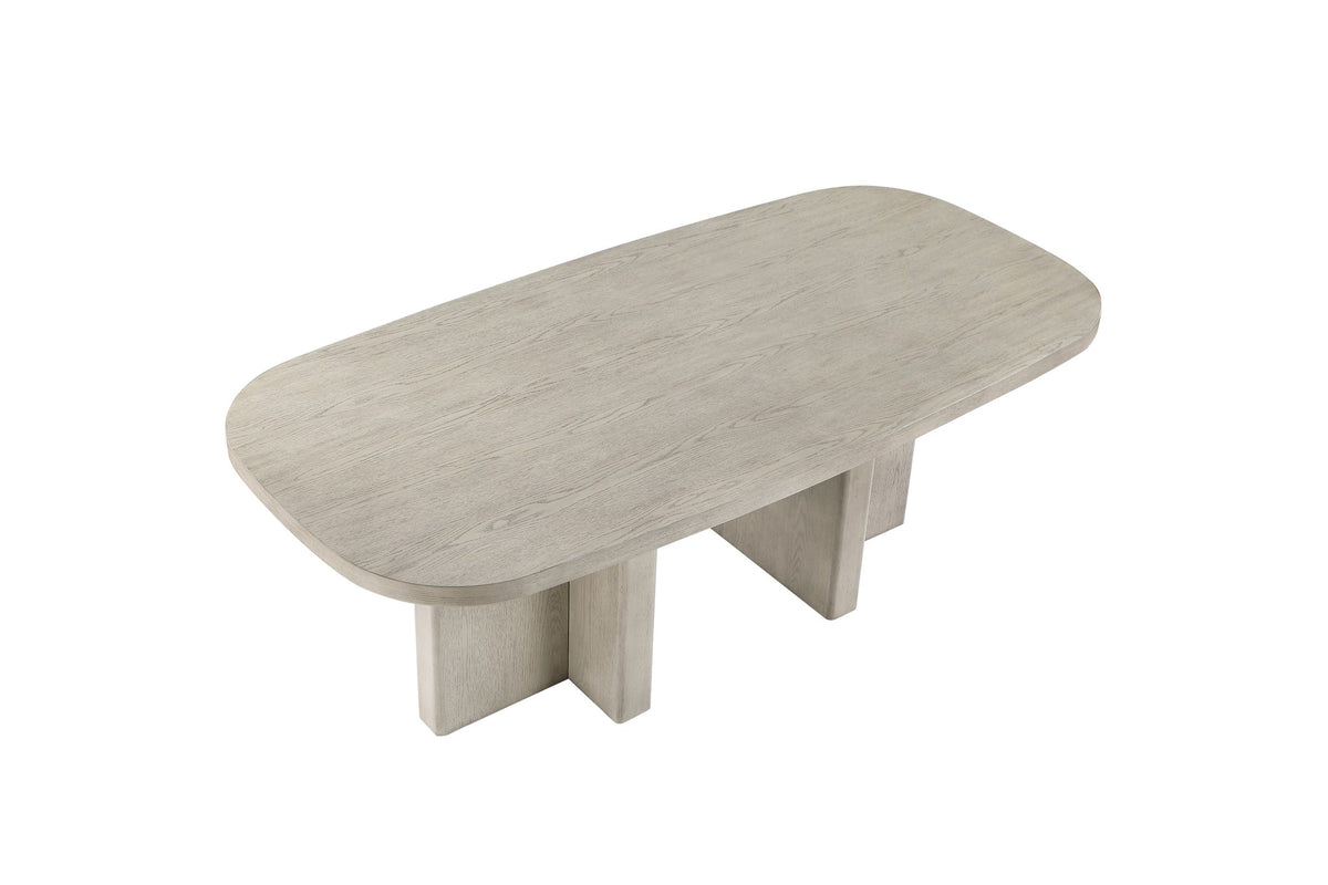 Bova 82-Inch Oval Grey Oak Veneer Dining Table, side view