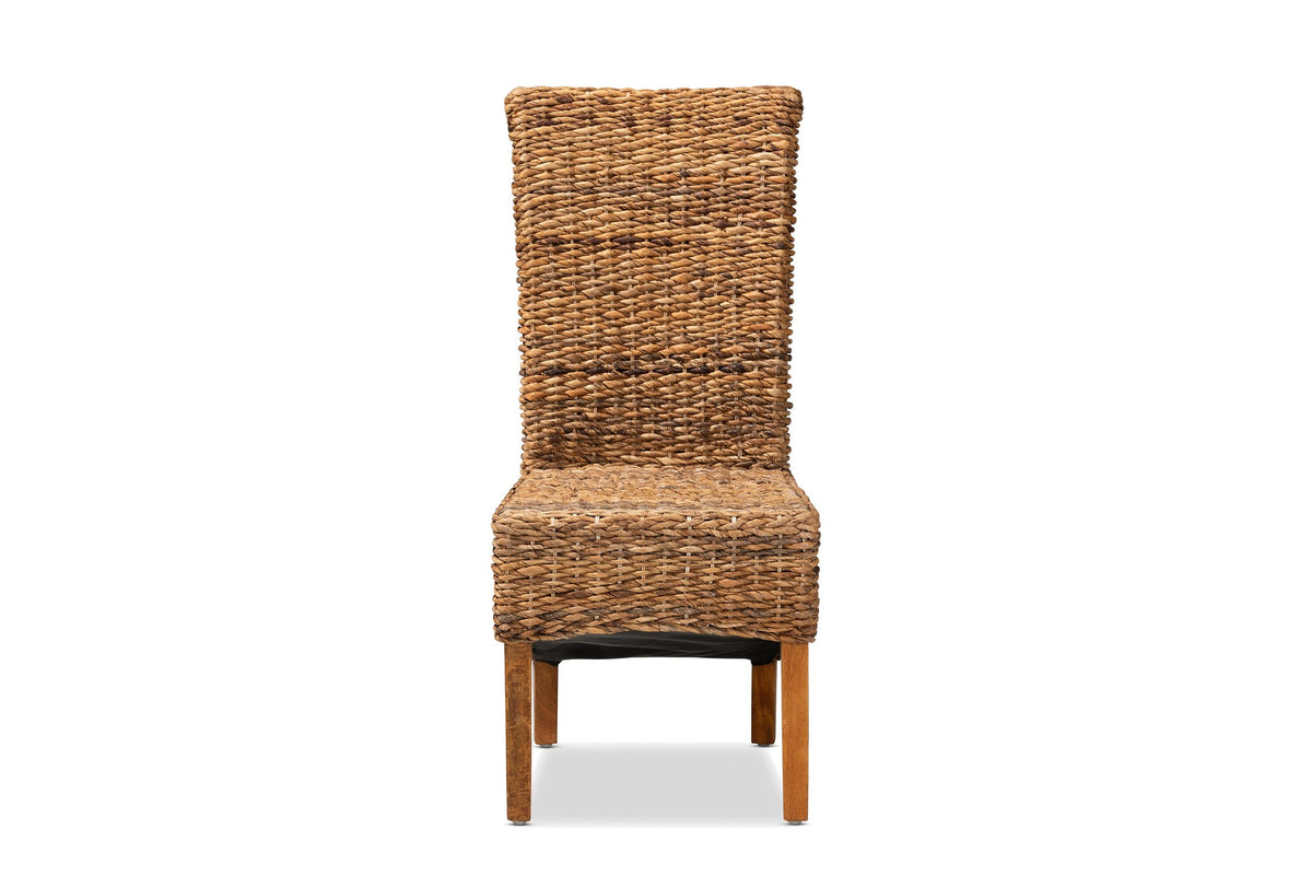 Briatico High-Back Woven Natural Fiber Dining Chair, front view