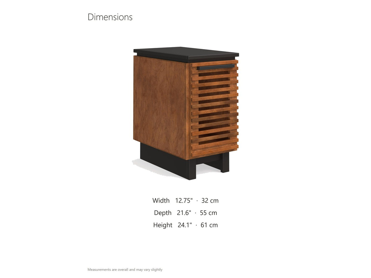 Buonvicino Bourbon and Black Slatted Side Table dimensions: 12.75 in wide, 21.6 in deep, 24.1 in high