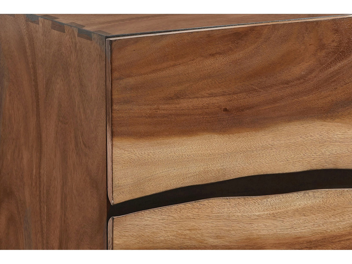 Camerino Smokey Walnut Bow-Tie Headboard Bedroom Set: Detail: drawer