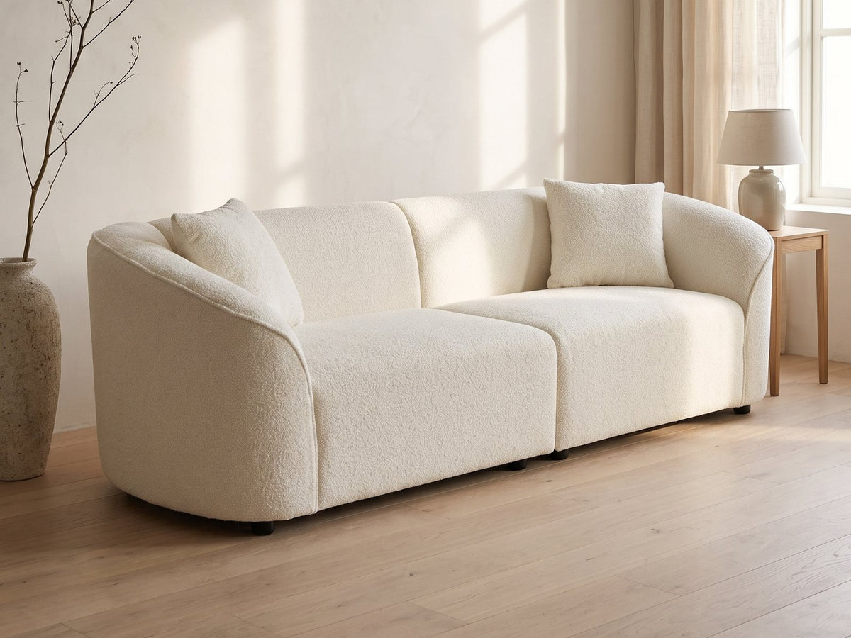 Capri Curved Boucle Sofa seen from another angle