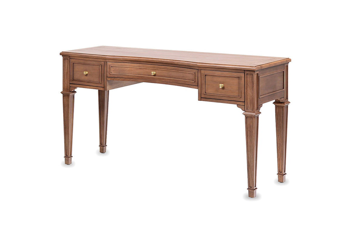 Chiaravalle 55-Inch 3-Drawer Rubberwood and Veneer Executive Desk on a white background