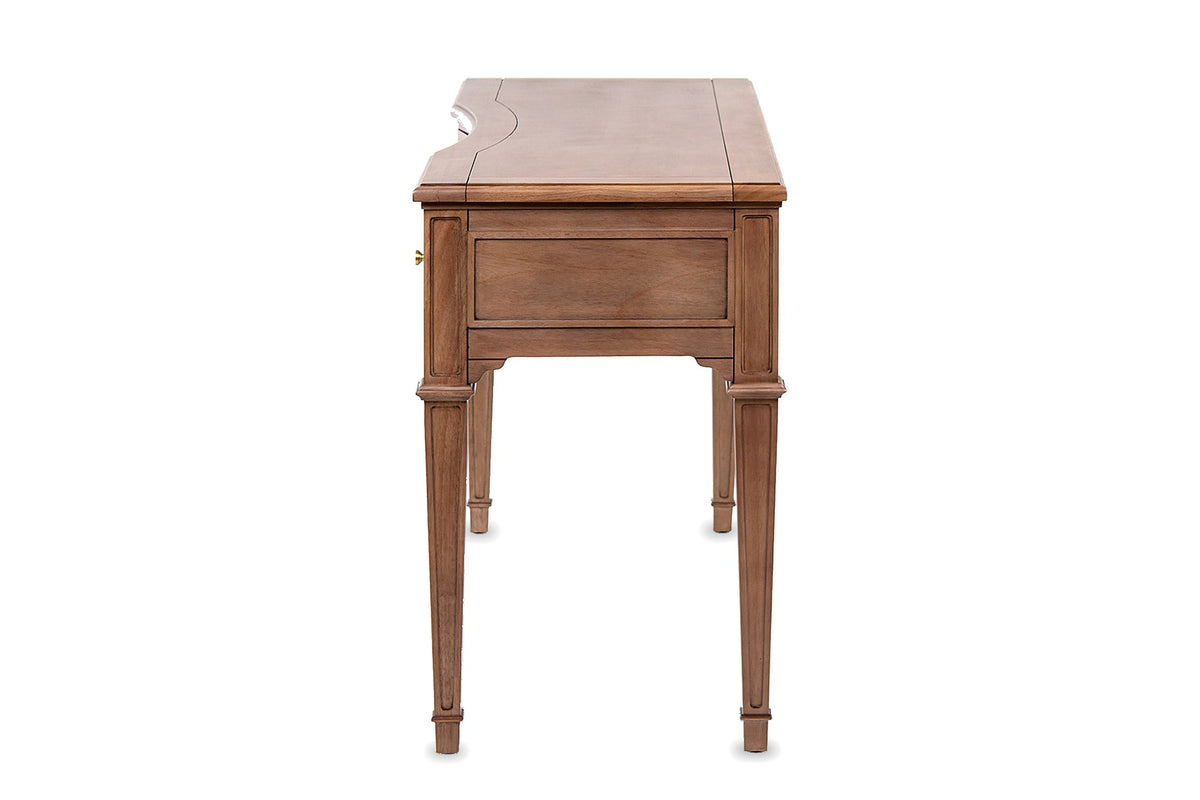 Chiaravalle 55-Inch 3-Drawer Rubberwood and Veneer Executive Desk, side view