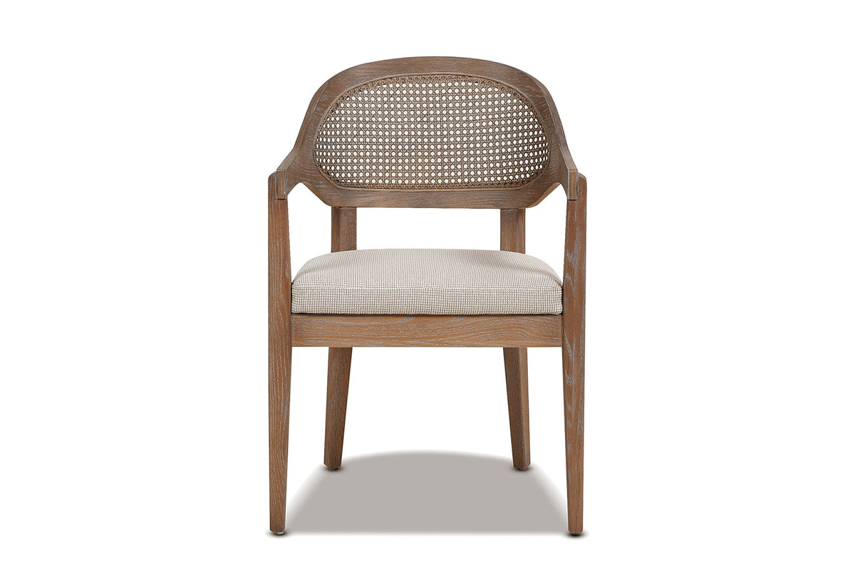 Corigliano Cane-Back Solid Oak Dining Chair, front view
