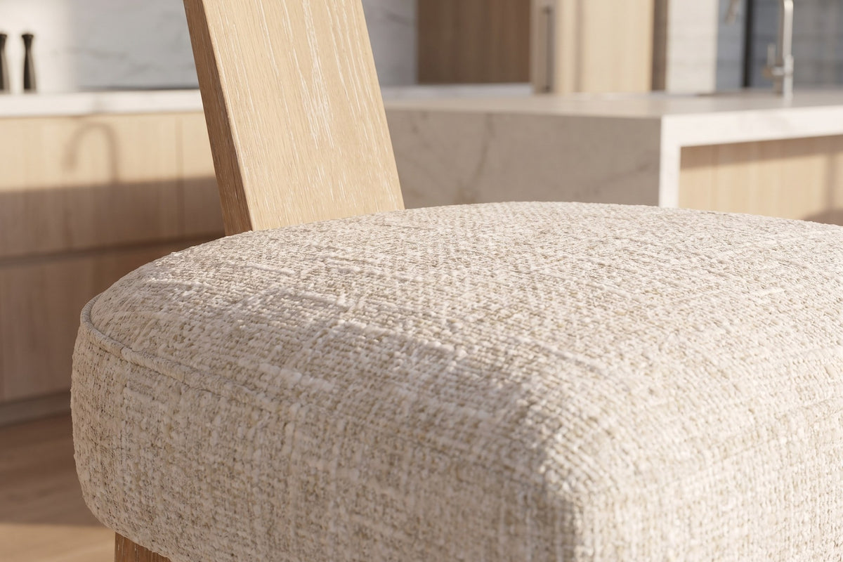 Close-up of the Dipignano 27-Inch T-Back Chenille and Wood Counter Stool (Set of 2): fabric